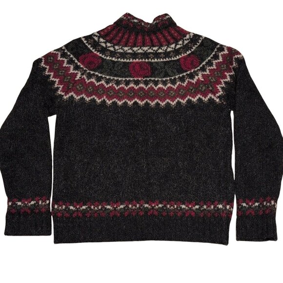 Vintage Woolrich Sweater Womens Large Wool Mohair Floral Fair Isle Button Up - Picture 7 of 10